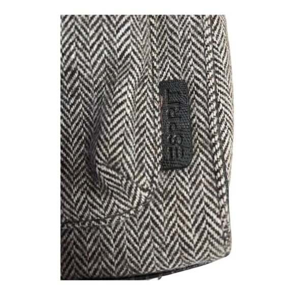 VTG Esprit Brown & Beige Herringbone Tote Bag – Faux Leather Trim – Classic Shou - Picture 3 of 6